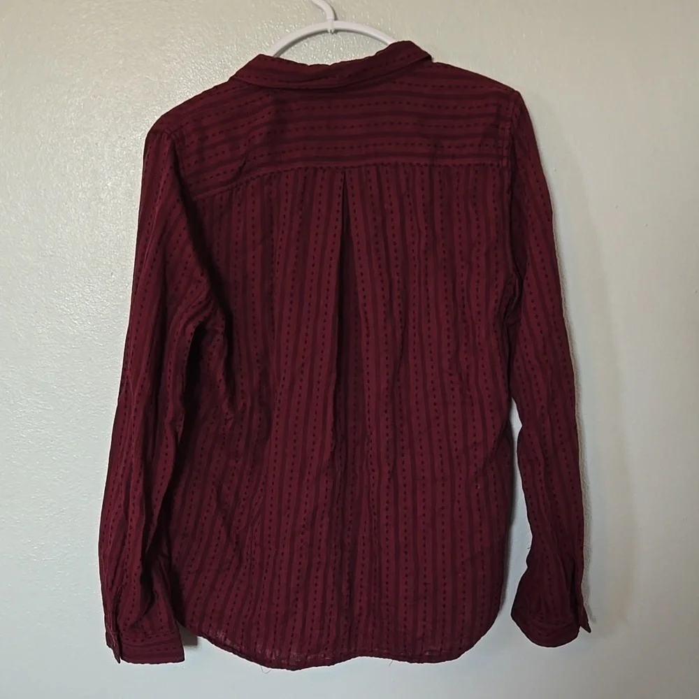 Orvis | Burgundy Button Down Long Sleeve Shirt Size Large